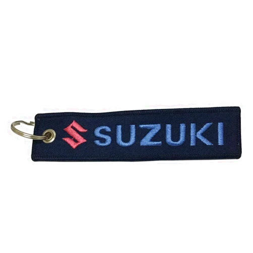 Coloryard 1pcs Black Color USA Ship Unique Special Both Side Embroidered Key Chain Tag Keytags Superbike Motorcycle Scooters Racing Biker, House Keys, Cars, Gift for Fast Racing Lover Design Suzuki