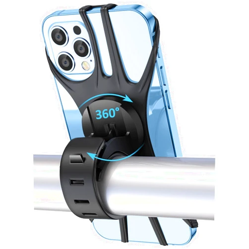 IBytoc Bike Phone Mount, [360°Rotation Shockproof] Bicycle Phone Holder, Silicone Motorcycle Phone Mount Compatible with iPhone 15, More 4.0'' to 6.7'' Cell Phone