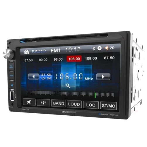 Soundstream VR-651B, 7 Inch Double Din Touchscreen DVD Car Stereo, Android MHL PhoneLink Auto Radio with Bluetooth and Built in EQ, 2-Din Multimedia Receiver AM/FM SD USB