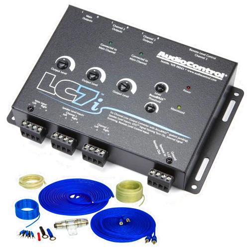 AudioControl LC7i 6 Channel Line Output Converter with Accubass with 8GA OFC Pure Copper Wiring Kit