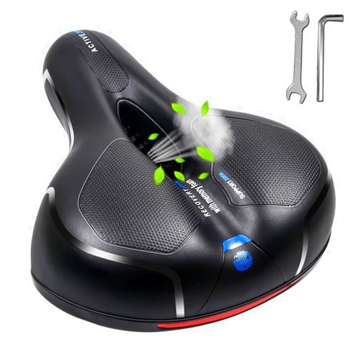 MSDADA Comfortable Bike Seat Cushion - Wide Bicycle Seat Comfort for Men Women with Dual Shock Absorption - Memory Foam Padding, Waterproof Bike Saddle for Stationary, Exercise, Mountain, Road Bikes