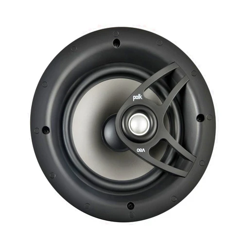 Polk Audio V80 Vanishing in-Ceiling Speaker (Single), Ideal for All Rooms, Features Polypropylene Cone Driver, Swivel Mount Silk Dome Tweeter, Easy Installation, Includes Paintable Magnetic Grille