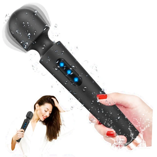 Fuirre New Upgraded Memory Function Cordless Handheld Portable Big Relaxation Tool Full Body Muscle Deep Tissue Waterproof Quiet Home Work Out Use Relieve Fatigue Pain Silicone Healthy Harmless, Black
