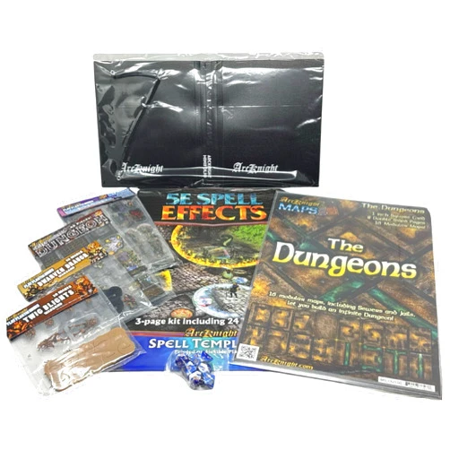 Arcknight D&D Ready To Play Bundle - 167 DND Miniatures, 16 Modular Battle Maps, Spell Effect Templates, 66 Terrain Pieces, 20 Warband Minis, Dice Set and Storage Case for Dungeons and Dragons, TTRPGS