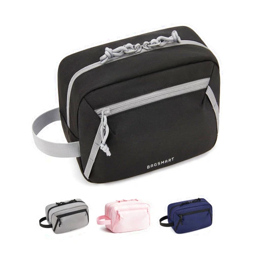 BAGSMART Travel Toiletry Bag for Men and Women, Water-resistant Small Hygiene Organizer for Bathroom Shower, Black