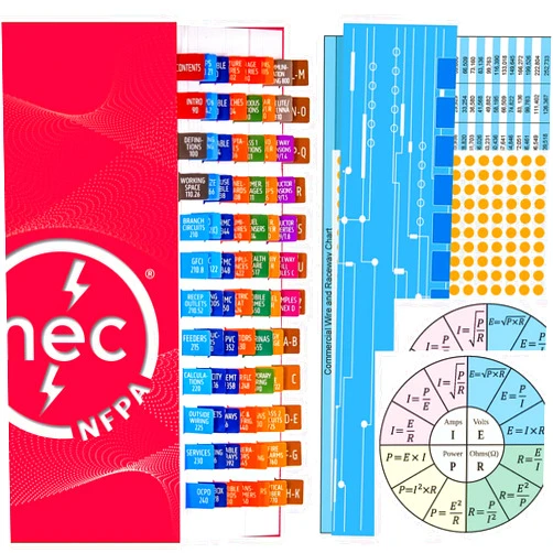 Pipi&gigi NEC Tabs, Color Coded 2023 National Electrical Code Book Index Tabs for NFPA 70 Exam Test, with 2 Ohm's Law Stickers and Electrical Equations Sheet (Book Not Included)…