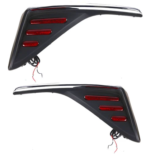 YLT AUTO Outer Body Rear Bumper Reflector Brake Light with Chrome Trim Red Lens A Pair of LH+RH For 2018-2021 Toyota CHR