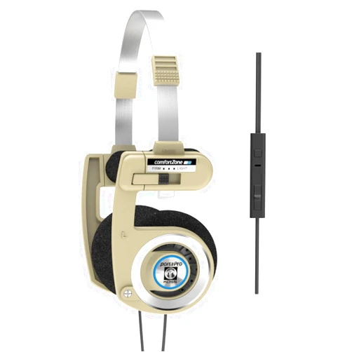 Koss Porta Pro Limited Edition On-Ear Headphones, in-Line Microphone, Volume Control and Touch Remote Control, Retro Style, Includes Hard Carry Case, Wired with 3.5mm Plug, Rhythm Beige