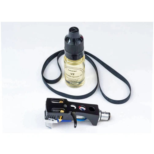 AudioOrigin Black Finish Headshell, Cartridge, Stylus, Drive Belt, Lubricant Refurb Bundle for Pioneer PL-518X, PL-560, PL-516, PL-A35, PL-12, PL-15, PL-150, Turntable, Vinyl player, -23