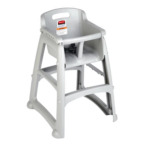 Rubbermaid Commercial Products Sturdy High Chair, 33lb Capacity, Platinum, Pre-Assembled with Wheels, Stackable, Fits Under Table for Child/Baby/Toddler Seating