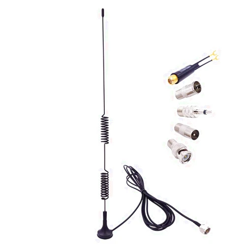 Fancasee Universal FM Antenna Magnetic Base 75 Ohm Screw F Male Plug with PAL BNC 3.5mm & 75 to 300 Ohm Adapter Connector Coax Coaxial Cable FM Radio Antenna for AV Home Stereo Receiver Indoor