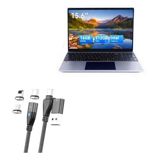 BoxWave Cable Compatible with Chicbuy CB-LT1505-GP Laptop (15.6 in) - MagnetoSnap PD AllCharge Cable (100W), Magnet PD 100W Charging Cable USB Type-C Micro USB - Jet Black