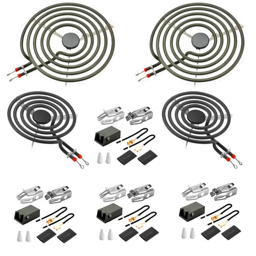 Fetechmate MP22YA Electric Range Burner Element Unit Set with 330031 Range Burner Receptacle Kit Fit for Ken-more Whirl-pool Frigi-daire May-tag Ranges/Stoves Replace WP660532, WP660533, WP330031