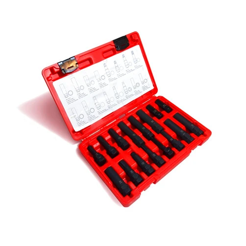 Wheel Accessories Parts 16-Piece Locking Lug Nut Master Key Set of Spline Star and Hex Style Keys, Wheel Lock Removal Kit, Thin-Walled and Long Lug Keys to Prevent Damage to Wheels Double-Hex Heads
