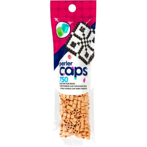 Perler 80-16107 Solid-Top Cap Fuse Beads, 750pcs, Tan