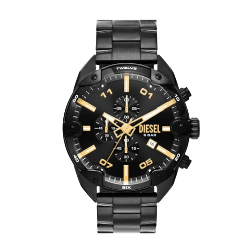 Diesel Spiked Stainless Steel Chronograph Men's Watch, Color: Black (Model: DZ4644)