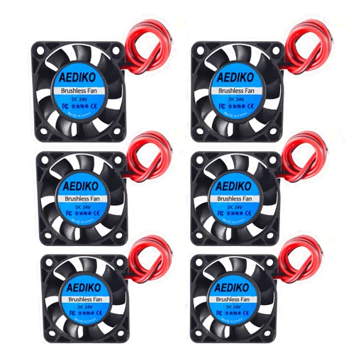 AEDIKO 6pcs 4010 Fan 24V 3D Printer Cooling Fan 40x40x10mm Mini Brushless Fan with 2 Pin Terminal for Ender 3 Pro 3X CR-10S 3D Printer