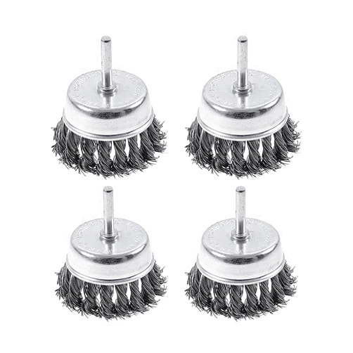 ZAANHA 4 Pcs Wire Cup Knotted Brush with 1/4-Inch Round Shank 3 Inch Wire Drill Brush Set for Removal of Rust/Corrosion/Paint