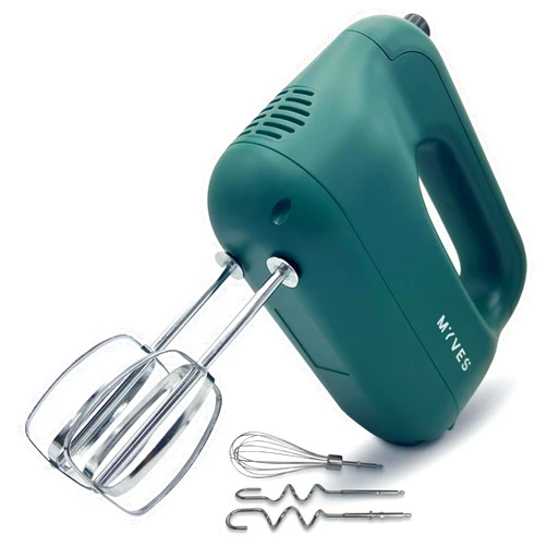 MYVES Hand Mixer Boasts a Powerful motor, 5 Speeds, Durable Stainless Steel Design, Fashion Green Color and User-Friendliness, blenders kitchen, 5 Attachments, Ideal For both Chefs and Beginners