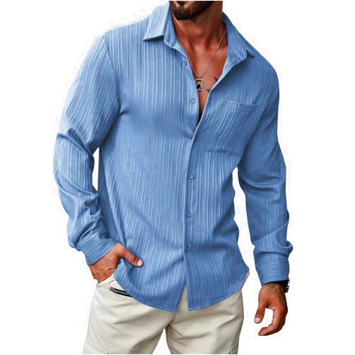 JMIERR Men's Button Down Dress Shirts Textured Long Sleeve Casual Hawaiian Beach Shirt with Pocket