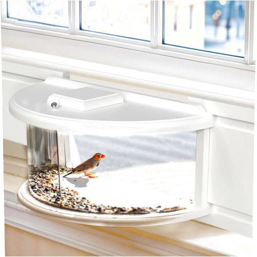 Simple Deluxe Upgraded 180° Clear View Wooden Window Bird Feeder Inside House, Spraying Without Irritating Odor, Perfect for Viewing Wild Birds & Squirrels, Ideal for Cats, Sylaza