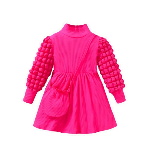 HIGHUZZA Toddler Girl Clothes Long Sleeve Dresses for Girls 4T-7T Fall Winter Clothes Tulle Floral Print Dress Outfits for Girls