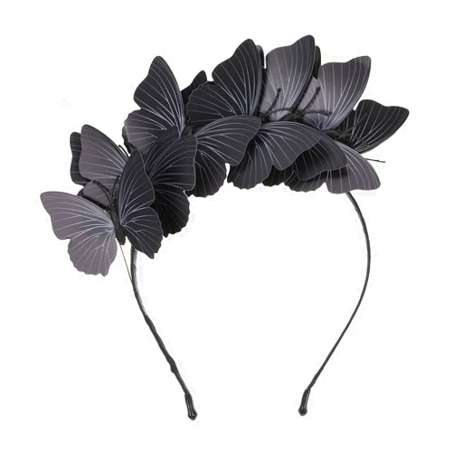 Beaupretty Butterflies Headband Butterfly Fascinator Hat Derby Headband Halloween Costume Bohemian Wedding Headpiece Black