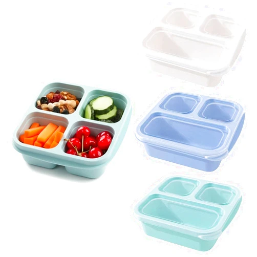 Emptycolor 3 Pack 3 Compartment Lunch Snack Containers with Lids, Meal Prep Bento Snack Boxes, BPA Free, Reusable Food Storage Lunchable Containers for People Work Travel