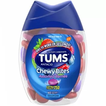 Tums Antacid Chewy Bites, Assorted Berries, 60 Chewable Tablets (Pack of 2)