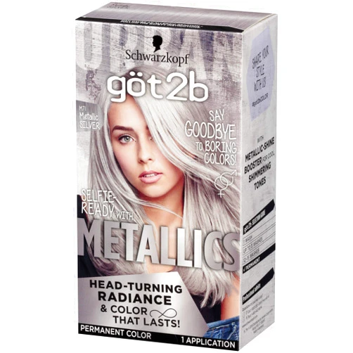 Got2b Metallics Permanent Hair Color, M72 Dusty Silver