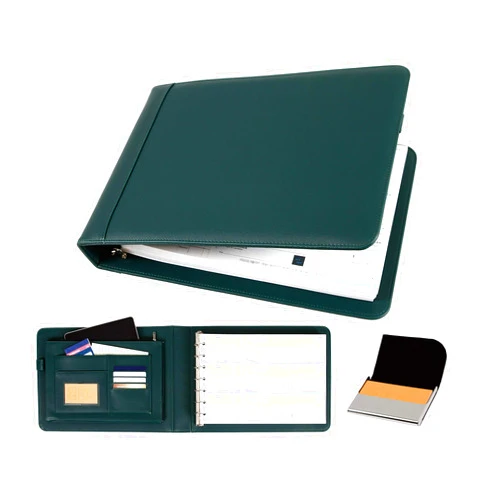 2Fold Supply Business Check Binder 7 Ring for 3-Up Business Size Checks with Extra Business Card Case - PU Leather Deluxe 7 Ring Checkbook Binder Portfolio with 600 Check Capacity and Storage
