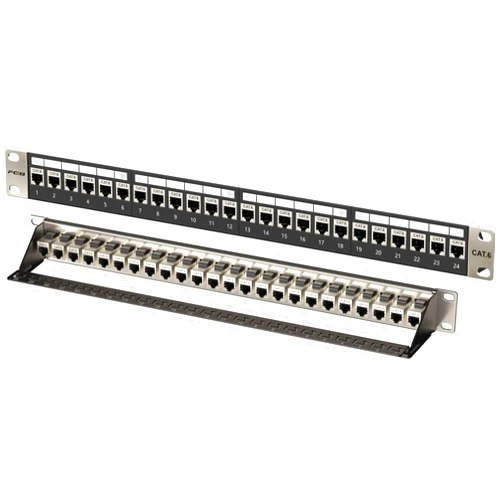 FGB 1U 24 Port Patch Panel and Cat6 RJ45 Shielded Keystone Coupler, 19