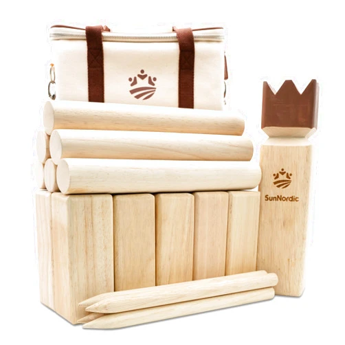 SunNordic Kubb Yard Game Set, Garden Rubber Wood Outdoor Tossing Game with Canvas Carry Bag, Giant Viking Outdoor Chess Game for Kids, Adults & Backyard Lawn