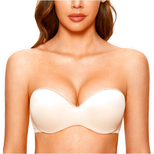 DOBREVA Women's Strapless Push Up Bra Plus Size Padded Underwire Multiway Bandeau