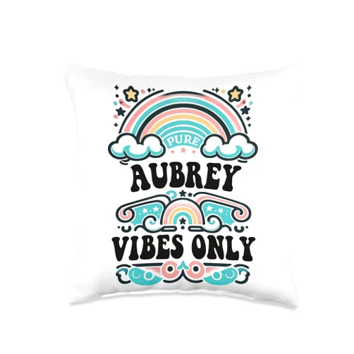Retro Gift For Women Gift For AUBREY AUBREY Vibes Only Cute Retro Girls AUBREY Name Throw Pillow