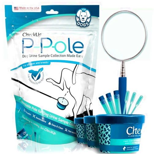 KIT4CAT CheckUp P-Pole - Dog Urine Collection Pack - Telescopic Pole, Cups, Pipettes & Vials - A New Innovative, Do It Yourself Approach to Collect Your Dogs Urine at Home and Have it Ready for Testing