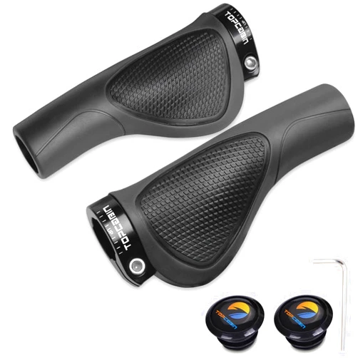 TOPCABIN Bicycles Handlebar Grips, Aluminum Lock-on Ergonomic Bike Grips, Cushion Vibrations Comfort Bike Handlebar Grips, Mountain MTB BMX Bicycles Grips for Scooter