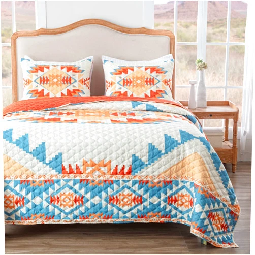 Greenland Home Horizon Southwestern Boho Quilt Set, King/Cal King, Sunset, 3-Piece