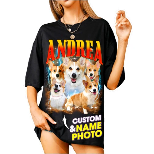 Mit & Mia Custom Your Own Bootleg Rap Shirts for Boyfriend Girlfriend Face Shirt with Photo Gift for Him Her Pet Lovers