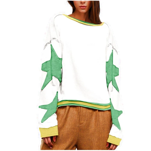 Generic Oversized Fall Sweatshirts for Women Y2k Long Sleeve Drop Shoulder Crew Neck Shirts Loose Fit Vintage Sweater Jacket