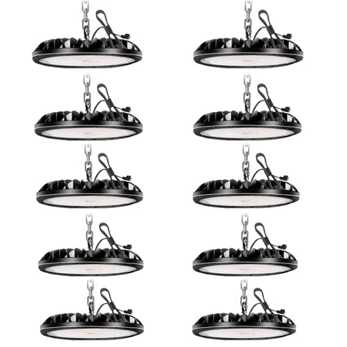 Paideste 10 Pack LED High Bay Light 300W 30000LM, Dimmable UFO LED Shop Light with 4ft Plug Cable, 3000K/4500K/6500K Commercial Bay Lighting, IP65 Waterproof for Warehouse Workshop
