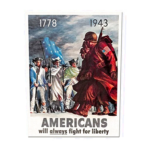 Famely Joycenie Great Metal Sign Americans Fight for Liberty Patriotic WWII Military Sign for Home Decor Wall Decoration Indoor and Outdoor 8x12 Inch