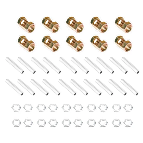 Haligate 10 Sets M10 Lamp Pipe Repair Parts Kits, M10x30 Hexagon Open Nut, M10x50 All Thread Lamp Pipe Nipples, Iron Hexagon Nut Repair Parts for Lamp Pipe Zinc Plating Iron for Lighting Extension Rod