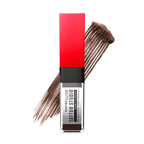 Maybelline Tattoo Studio Brow Styling Gel, Waterproof Eyebrow Make Up, Brow Tint for Up to 36HR Wear, Medium Brown, 1 Count