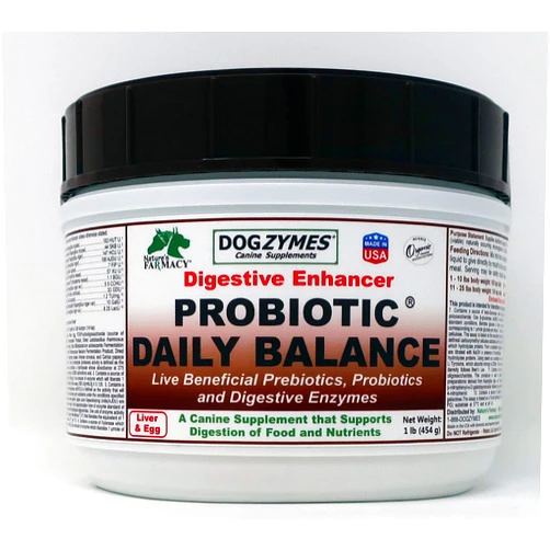 Dogzymes Probiotic Daily Balance - Supplies Nutritional Support and Live microorganisms for intestinal Well-Being as Well as enzymes for Proper Digestion. Liver and Egg Base. (1 Pound)