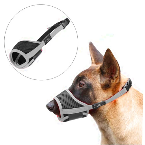 MeiAOBest Dog Muzzle Dog Mouth Cover Adjustable Pet Anti-Biting Anti-Barking for Small Medium Dog (XXL, Grey)