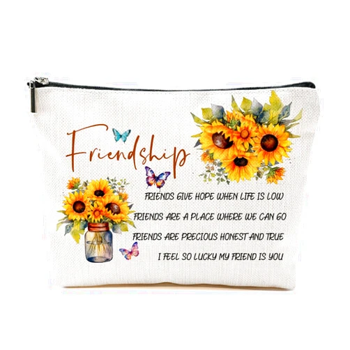 TAGDANK Sunflower Gifts for Women, Gifts for Friend, Friendship Gifts for Women, Cheer up Gift for Her, Sunflower Makeup Bag Floral Cosmetic Bag Friendship Birthday Gifts, Travel Organizer Accessories