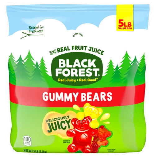 Black Forest Gummy Bears Candy, Made With Real Fruit Juice, Resealable 5-Pound Bulk Bag