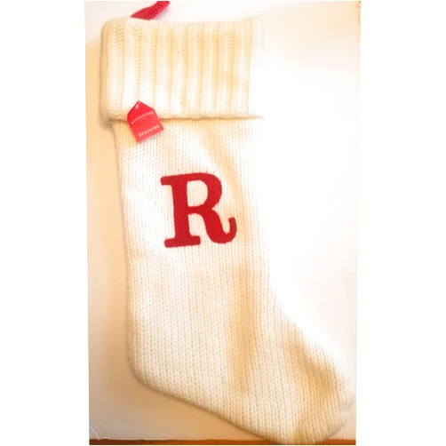 Wondershop Christmas Holiday Thick Cream Stocking Monogram Letter R Measures 19