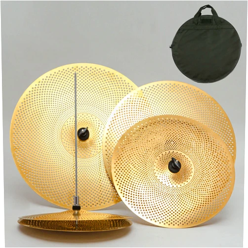 CYMBALS Low Volume Cymbal Pack, Quiet Cymbal Set 14''/16''/18''/20'' (5 Pcs, Matte Golden) | FREE Cymbal Bag included